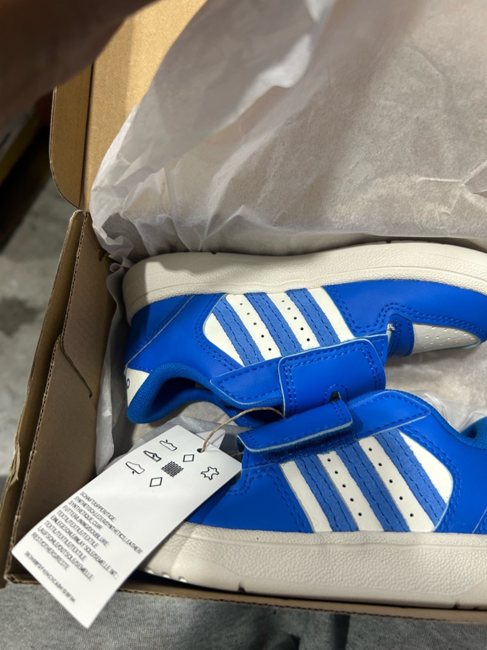 adidas Kids Royal Blue and White Velcro Sneakers
